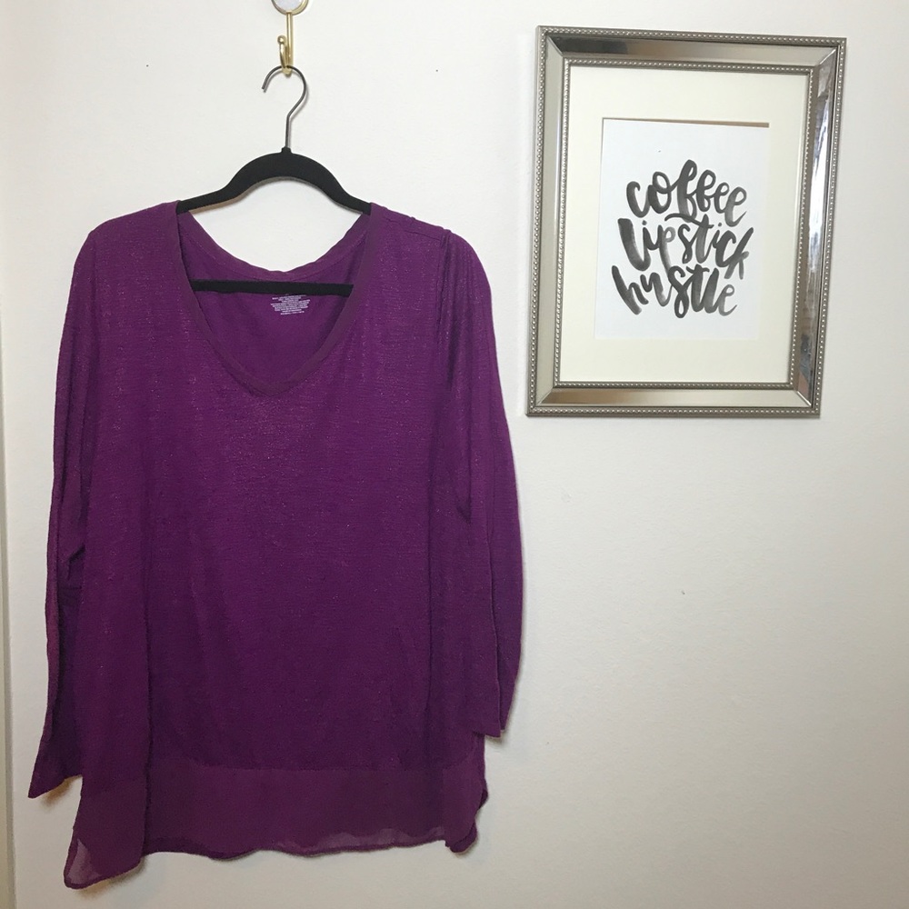 Lane Bryant Long Sleeve V Neck Top Size 18/20
